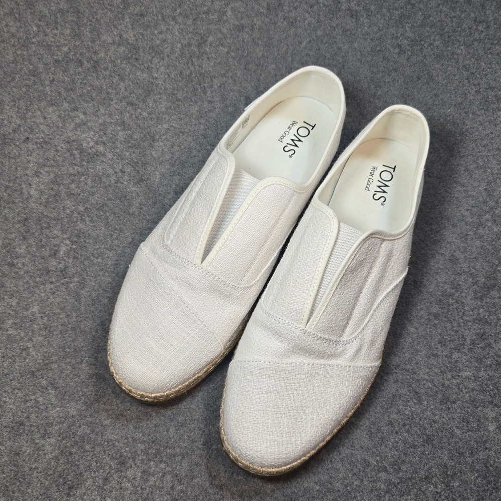 TOMS Palmera Plus Slip-On Espadrille Flats Vintage White Canvas Size 11
